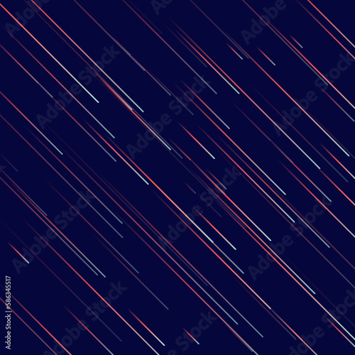 Meteor or comet. Neon space flying meteorite or asteroid, vector illustration. Meteor fire trails isolated. Fireball glowing gas and dust tails at night sky