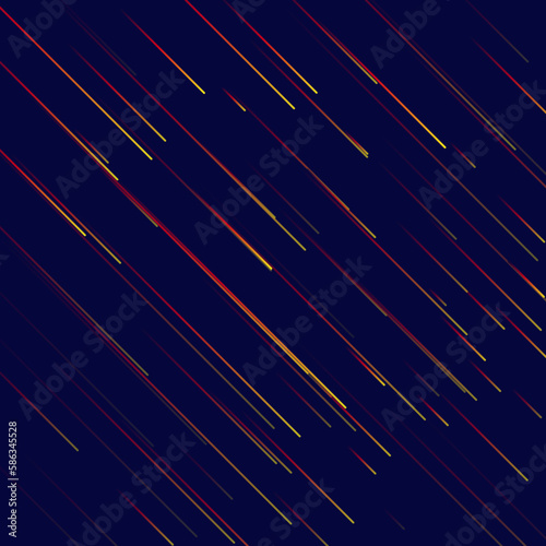 Meteor or comet. Neon space flying meteorite or asteroid, vector illustration. Meteor fire trails isolated. Fireball glowing gas and dust tails at night sky