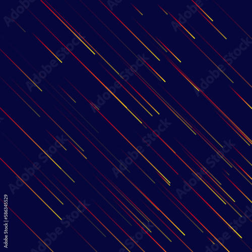 Meteor or comet. Neon space flying meteorite or asteroid, vector illustration. Meteor fire trails isolated. Fireball glowing gas and dust tails at night sky