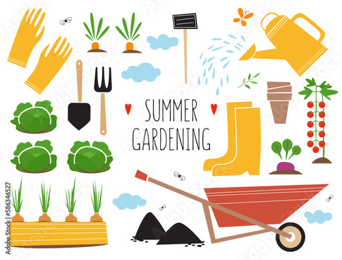 Leinwand Poster Illustration of the summer gardening