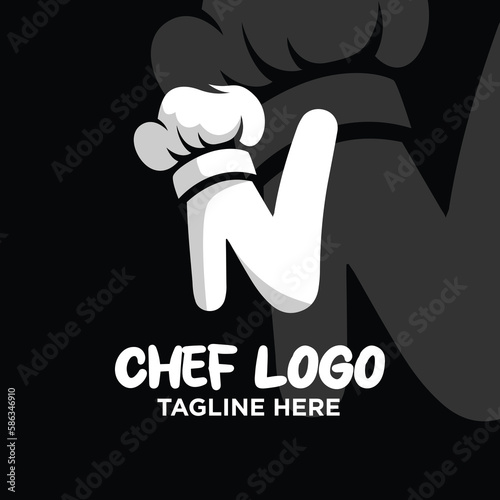 Letter N Chef Logo Design Template Inspiration, Vector Illustration.