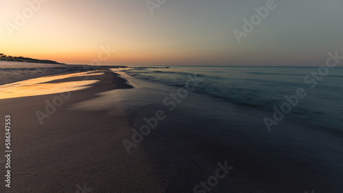 Beautiful light of sunset over Baltic See  seen from Jurata at Hel Peninsula (Półwysep Helski), Poland