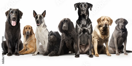 group of purebred dogs isolated, generative ai