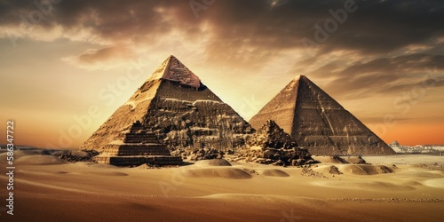 Egyptian pyramids landscape  generative  ai