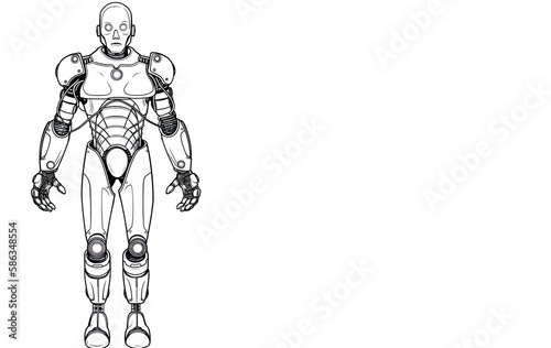 Robot, android, concept of artificial intelligence, technology and intelligence, fantasy cyborg, futuristic illustration of an intelligent machine. Generative AI.