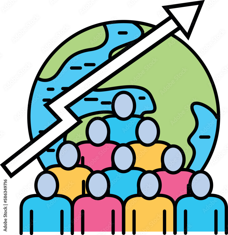 Overpopulation color line icon. Environmental problems. Sign for web page 
