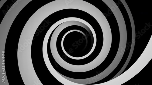 Black and white spiral tunnel hypnotic illusion animation background photo