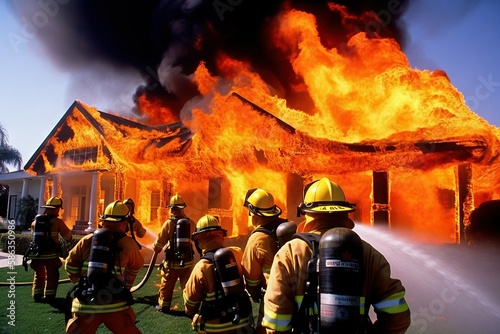 Firefighters battling a massive house fire