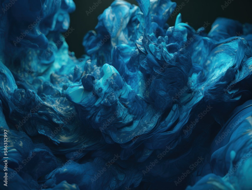 Blue watercolor paint in water background created with Generative AI ...