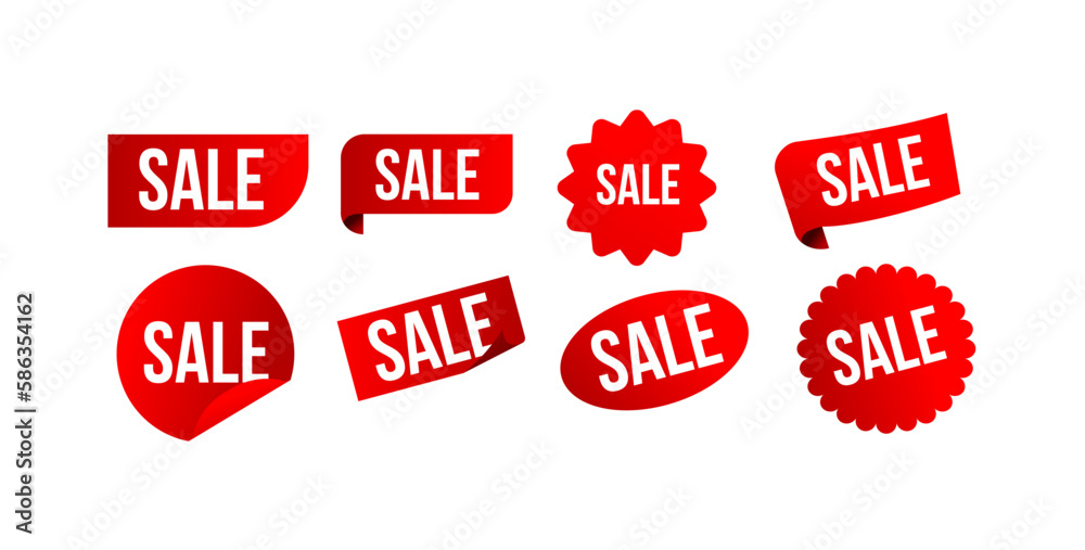 Set of sale labels, red sale stickers, goods markings. Vector elements Set of sale labels, red sale stickers, goods markings. Vector elements