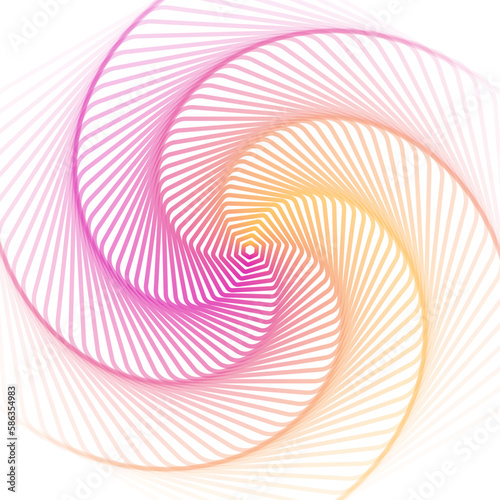 Rotating concentric squares, Square optical illusion pattern - black and colour, Geometric abstract gray background radial in vector 