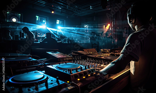 An entertaining DJ at a nightclub party, generative AI