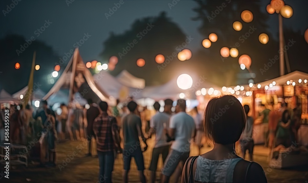 Festival Event Party with People Blurred Background, generative AI Festival Event Party with People Blurred Background, generative AI