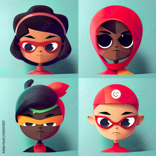 Diversity in superhero. cartoon avatar. Generative ai