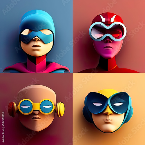 Diversity in superhero. cartoon avatar. Generative ai
