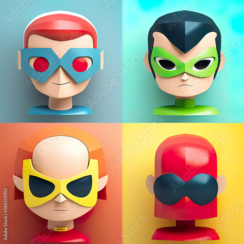 Diversity in superhero. cartoon avatar. Generative ai