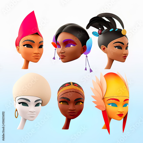 Fantasy era of diversity. avatar cartoon style. Generative ai
