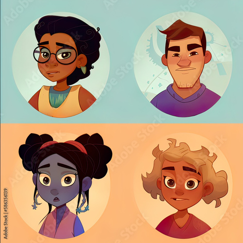 Fantasy fashion in diversity. cartoon style avatar. Generative ai