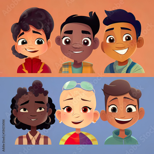 Fantasy fashion in diversity. cartoon style avatar. Generative ai