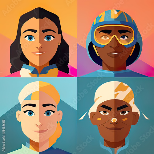 Avatar of diversity character in fantasy world. Generative ai