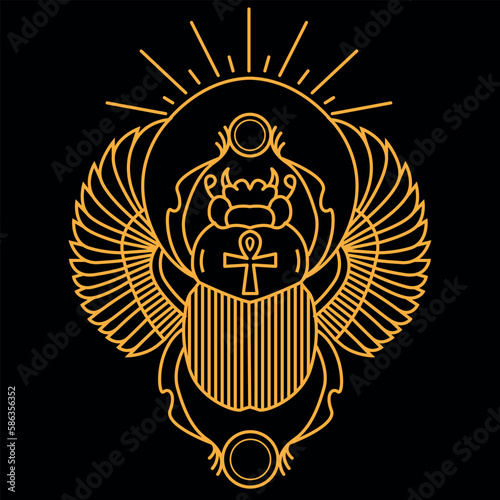 Egyptian Scarab Beetle Art sign vector
