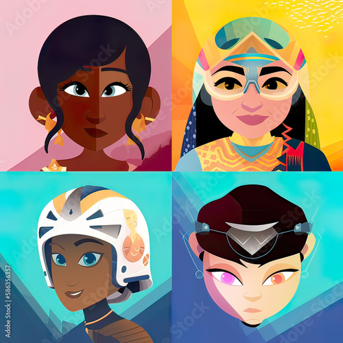 Avatar of diversity character in fantasy world. Generative ai