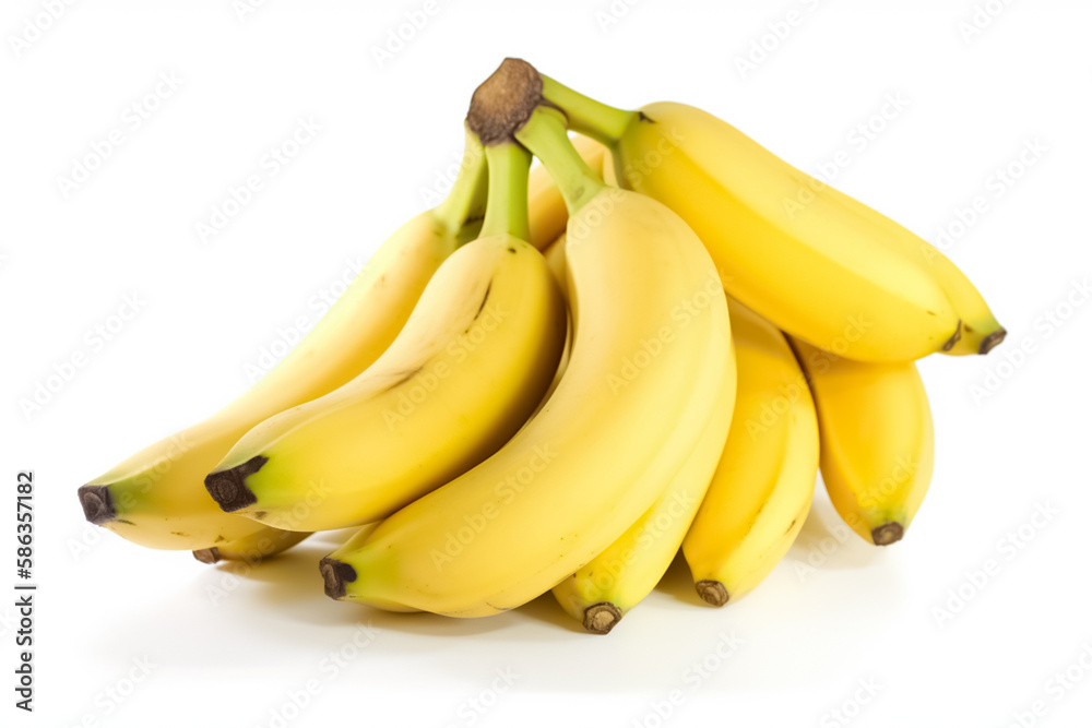 Bunch of bananas isolated on white background. generative ai
