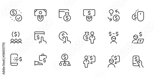 Monetization profit concept line icons, signs, vector set, outline concept, linear illustration. can be used for web, logo, UI/UX, app.