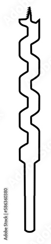 Graphic wood drill bit symbol on isolated background.