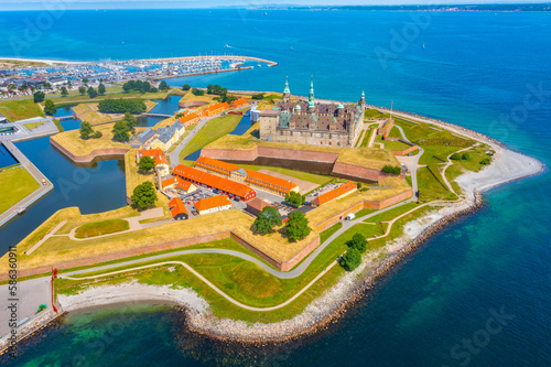 Panorama of the Kronborg castle at Helsingor, Denmark photo