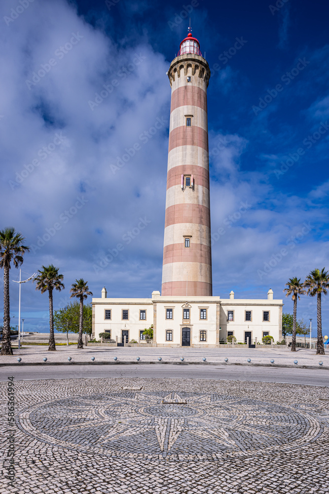 The lighthouse of Barra, Farol da Barra. At the   entrance to the Aveiro lagoon.