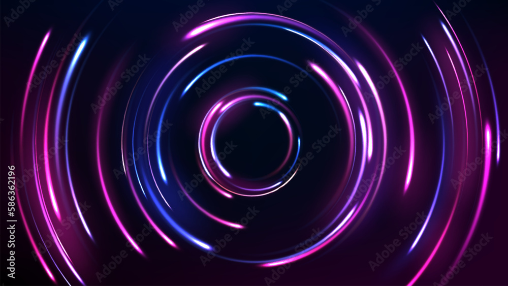 Pink and Blue Circle Motion Effect, Vector Illustration