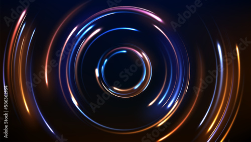 Gold and Blue Circle Motion Effect, Vector Illustration