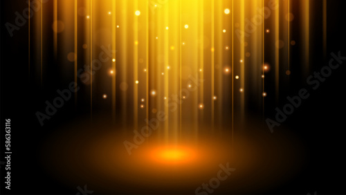 Abstract Gold Light Rays Effect with Sparks, Vector Illustration