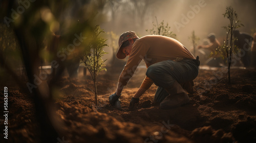 Spring gardening. Illustration Generative AI..