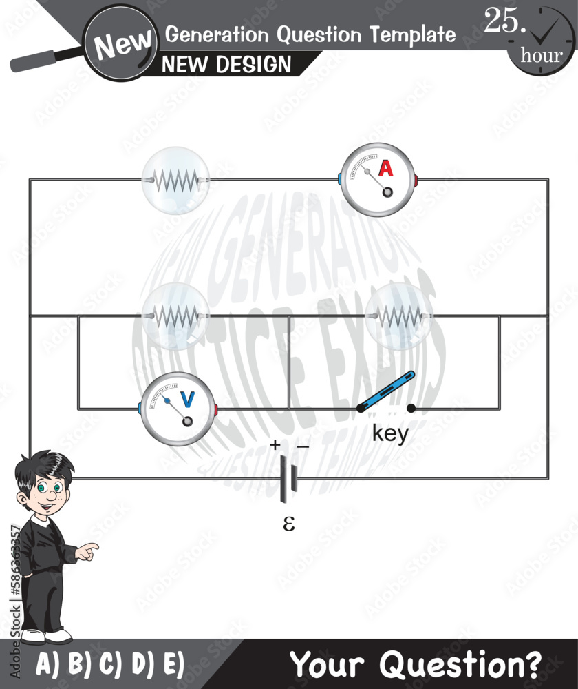 Physics, basic electric circuits, next generation question template