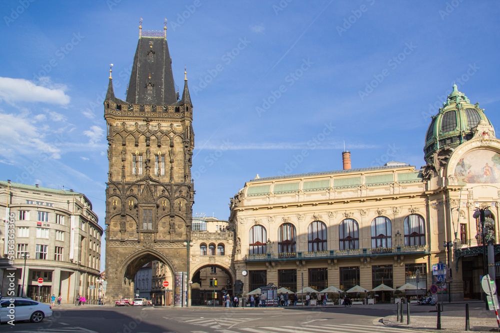 Powder tower in the center of Prague, Czech Republic