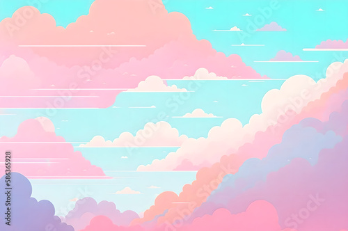 pink cloud background, pastel coluor illustration art of a sky, generative ai