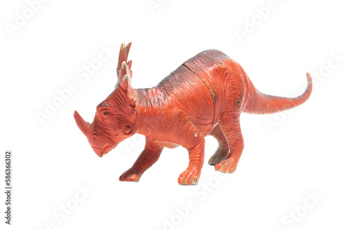 An isolated old and worn toy Styracosaurus