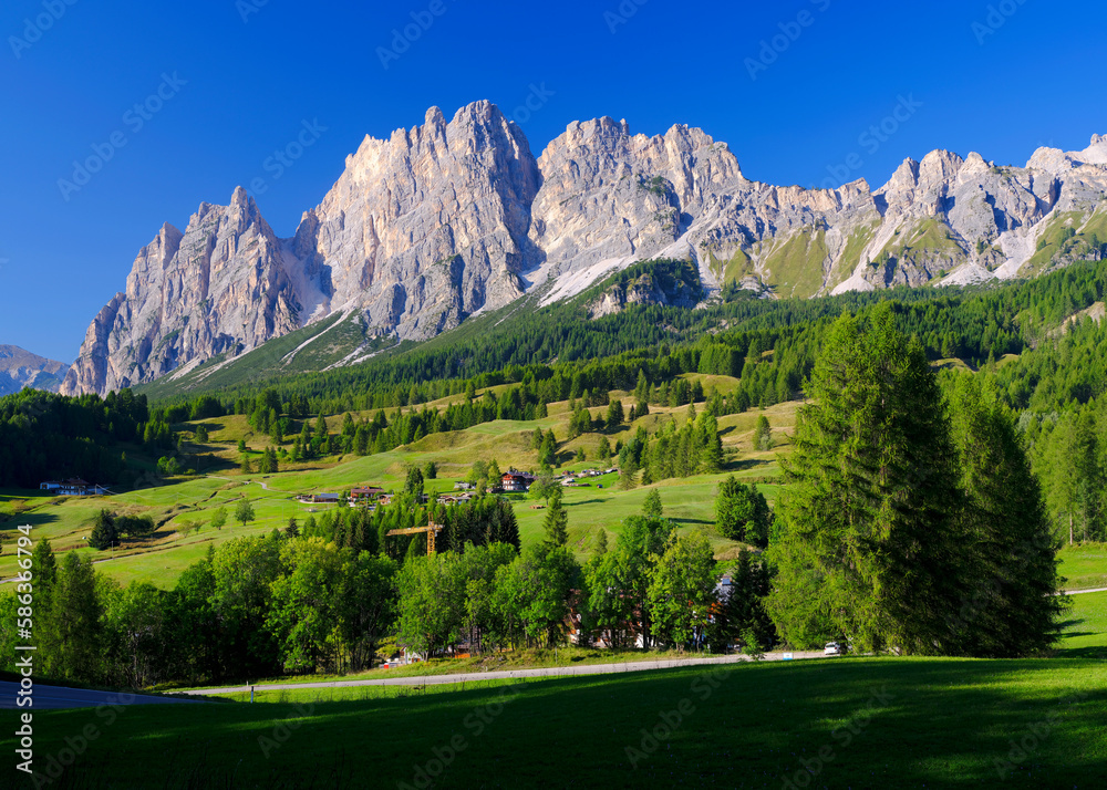 Alpine summer landscape of Cristallo - Pomagagnon Mountain, Dolomites, Italy