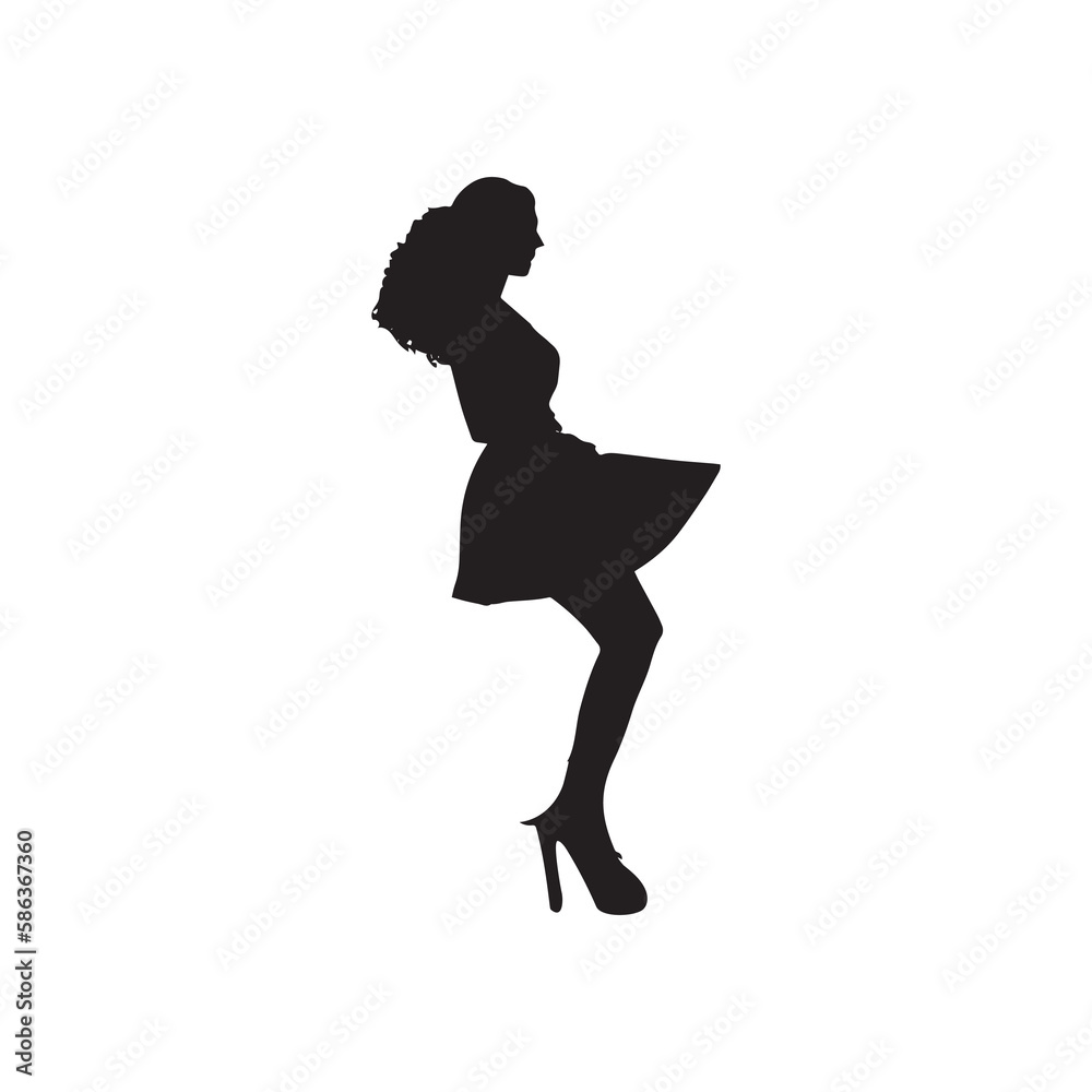 Silhouette vector art work of a lady.
