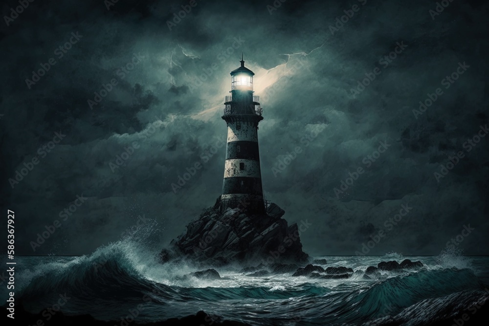 A Timeless Gleam in a Prolonged Darkness: Depiction of a Lighthouse Generative AI