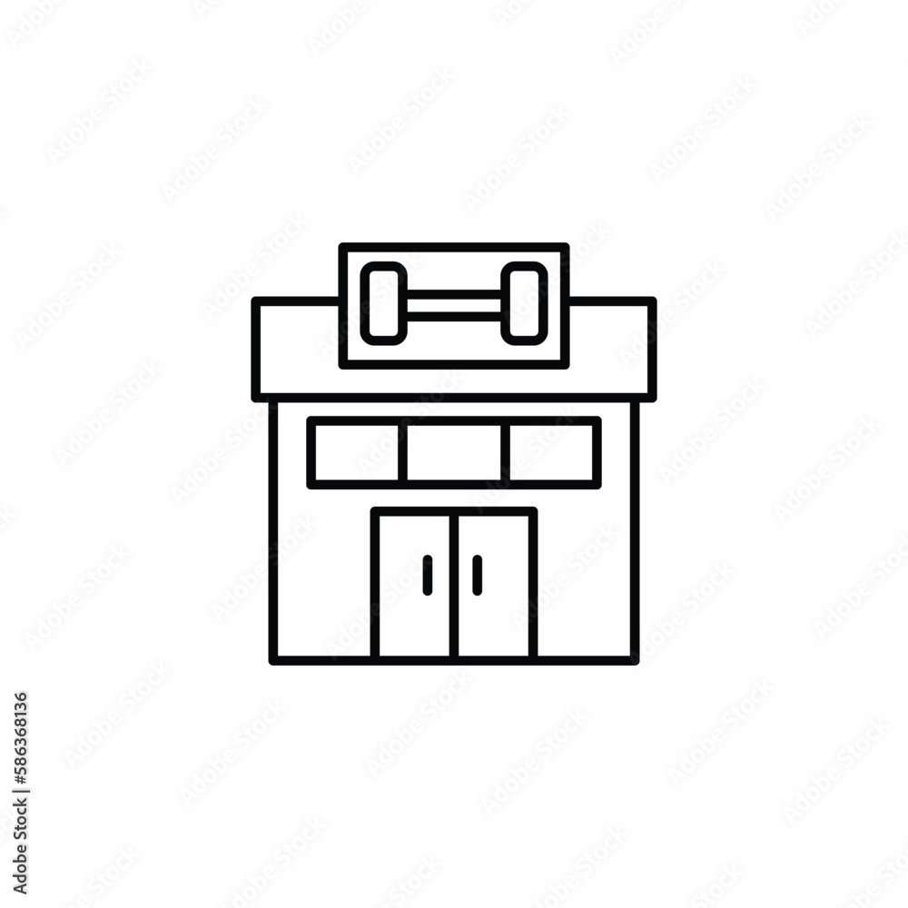 gym building icon. outline icon gym building icon. outline icon