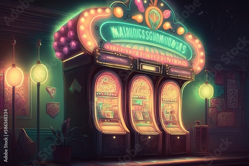 Wallpaper Mural Bright Lights and Sweet Jackpots - Take Home an Awesome Prize from the Luminous Emporiums Generative AI Torontodigital.ca