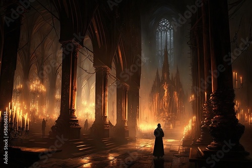 Candlelit Mysteries of a Gothic Cathedral Generative AI