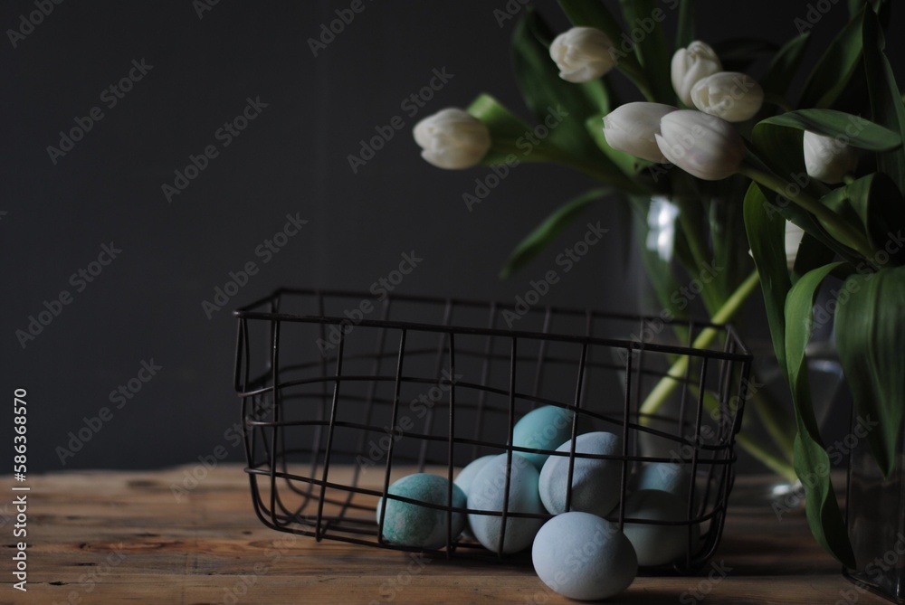 easter eggs and tulips easter eggs and tulips