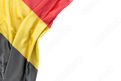 Obraz na plátně Flag of Belgium in the corner on white background