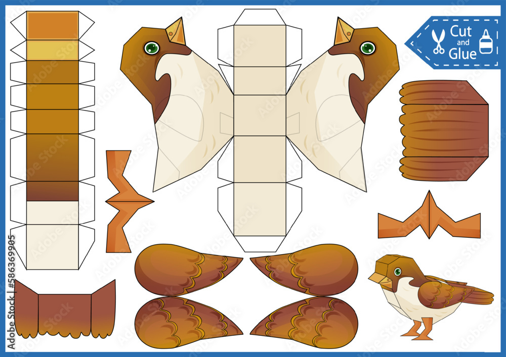 cortar e colar atividade educacional para crianças, papercraft de galinha  de páscoa diy, planilha de ilustração vetorial de animais de fazenda de desenho  simples 17359496 Vetor no Vecteezy