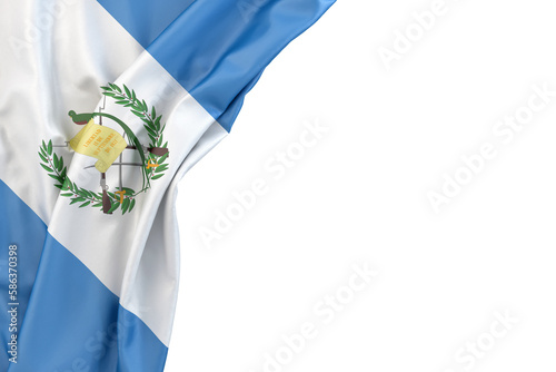 Flag of Guatemala in the corner on white background. Isolated. 3D Rendering photo