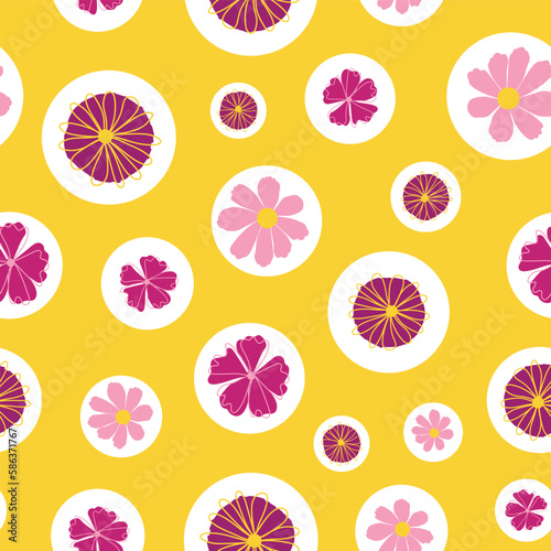 Pink flowers seamless pattern print background